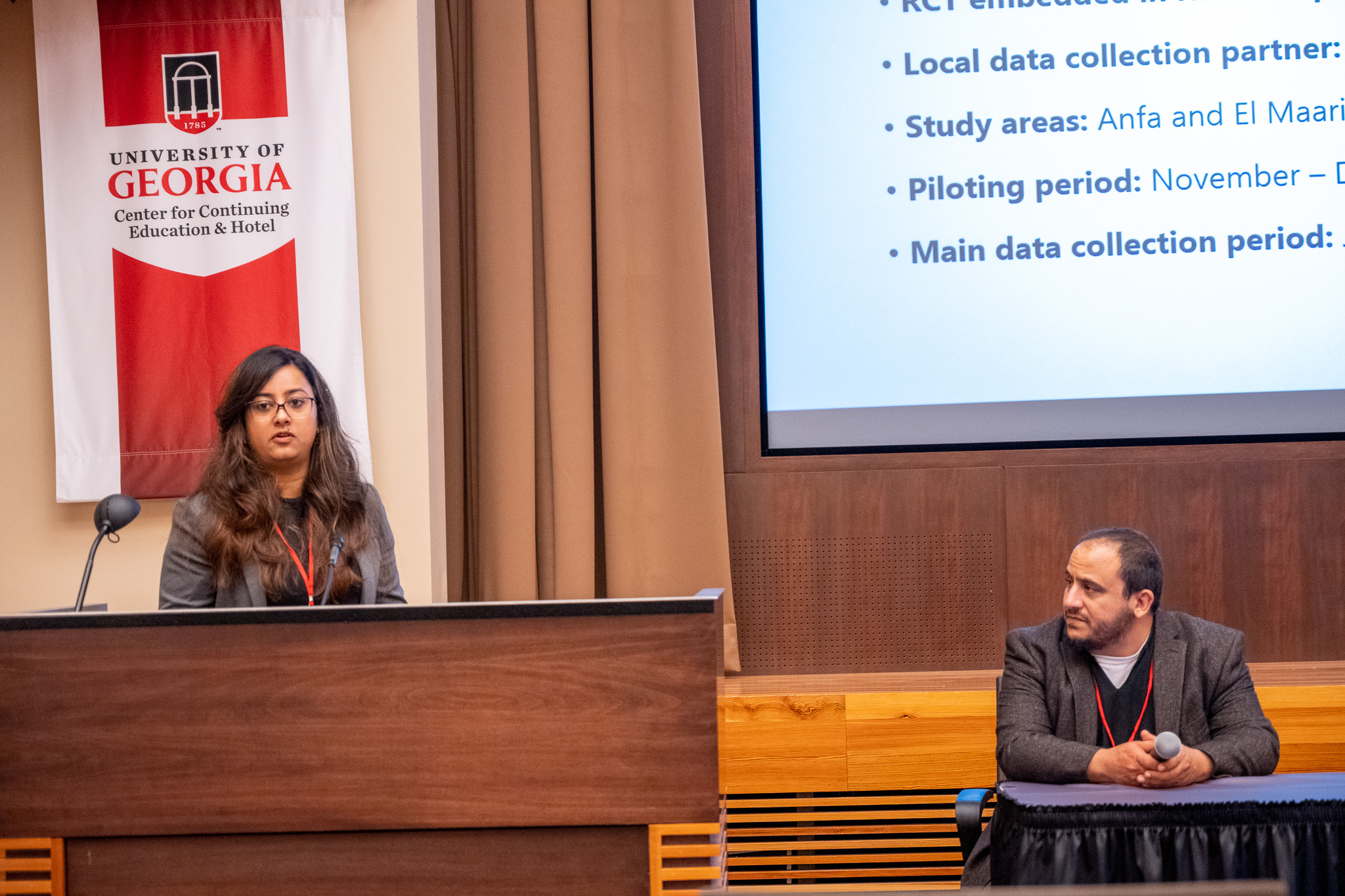 Ridhi Sahai (l) and Kareem Kysia of NORC at the University of Chicago